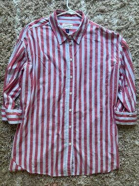Pink and baby blue Striped cotton Button-Up Shirt